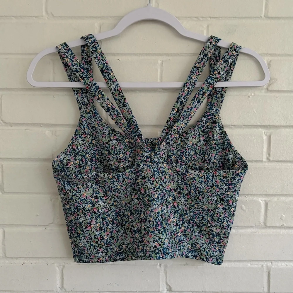 Sage Collective Blue Floral Longline Sports Bra, SZ M LIKE NEW - Picture 7 of 10